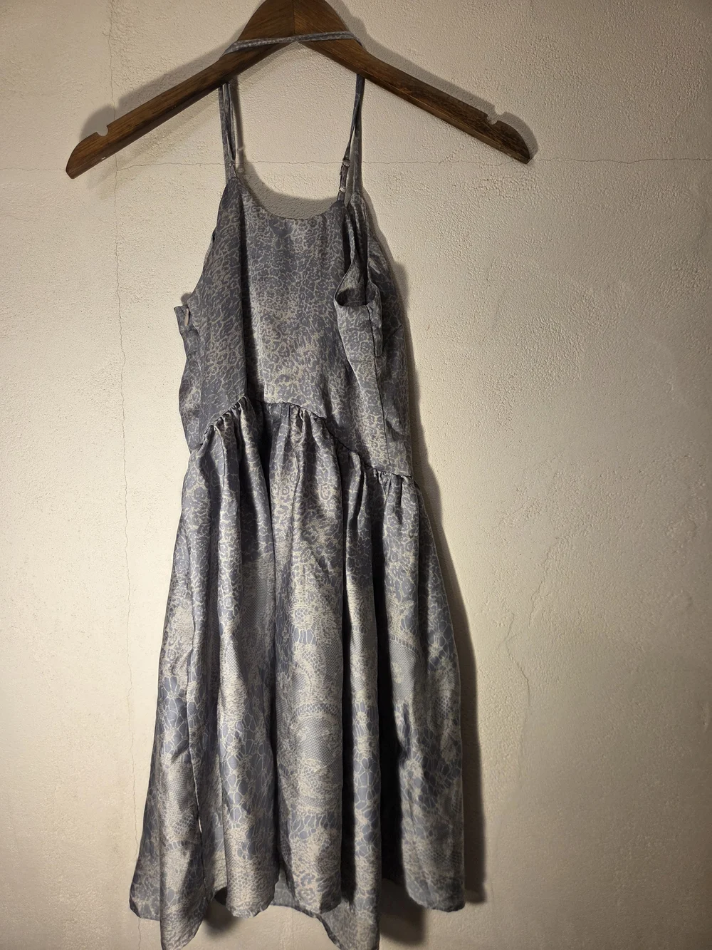 GREYLIN Women's Small Blue Animal Print Spaghetti Strap Midi Sundress Dress